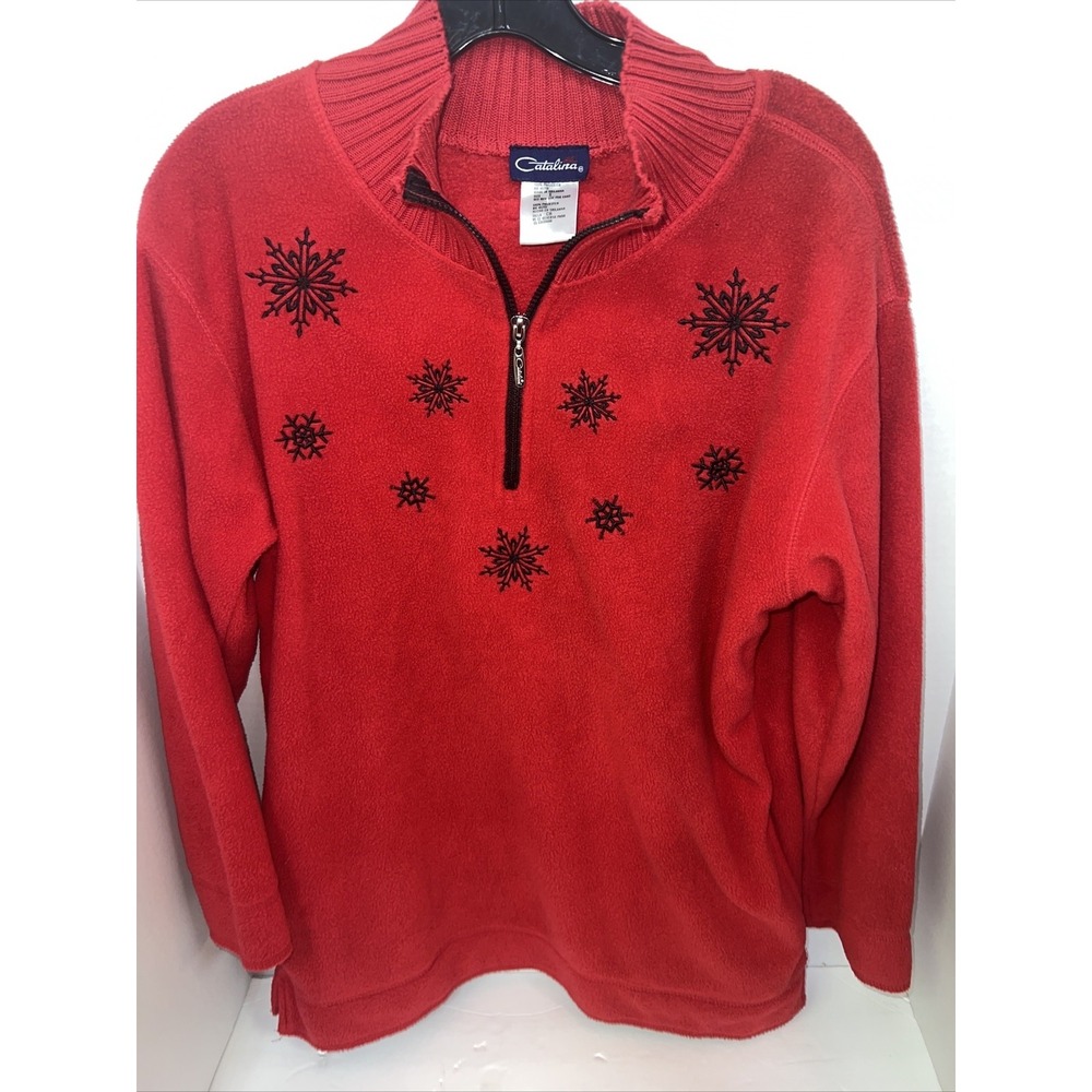 Catalina Sweatshirt Men's Small Red 1/4 Zip Up Christmas Pullover